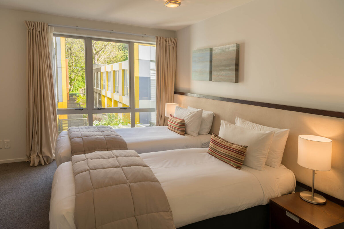 Bed Split - Boulcott Suites 4 Bedroom Townhouse For Village Accommodation Group. Photo credit: Stephen A’Court. COPYRIGHT ©Stephen A’Court