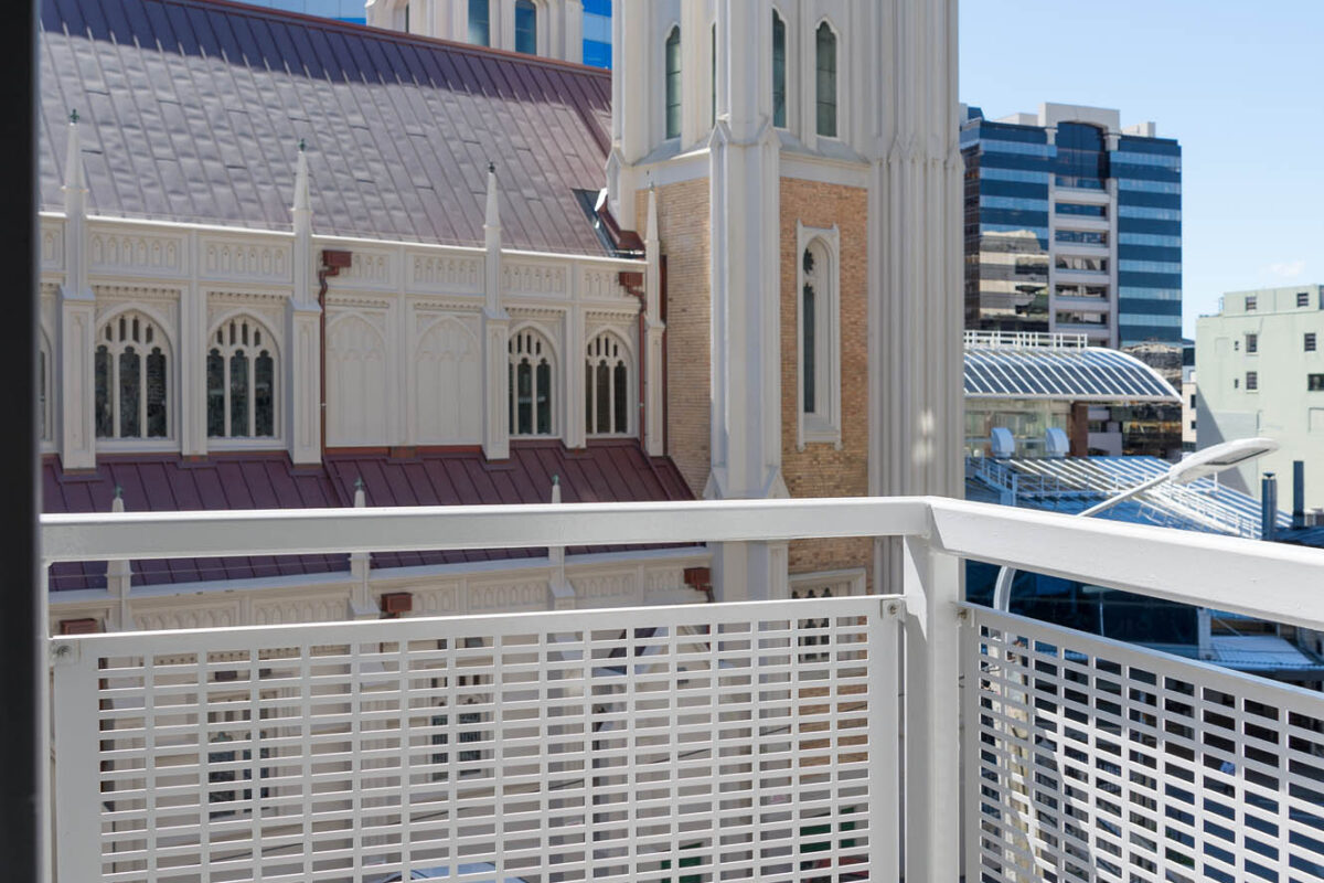 Church View from Balcony - Boulcott Suites For Village Accommodation Group. Photo credit: Stephen A’Court. COPYRIGHT ©Stephen A’Court