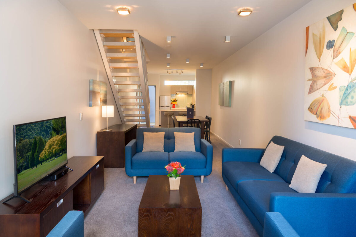 Living Room - Boulcott Suites 4 Bedroom Townhouse For Village Accommodation Group. Photo credit: Stephen A’Court. COPYRIGHT ©Stephen A’Court